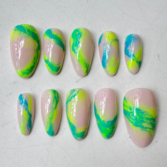 Neon Spill Nails